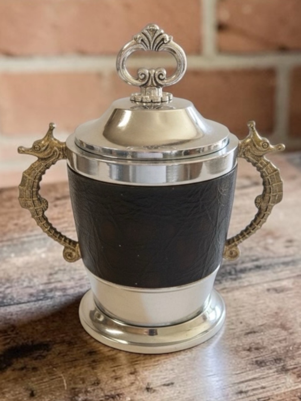 Vintage 1960s Plastic Seahorse Handle Ice Bucket